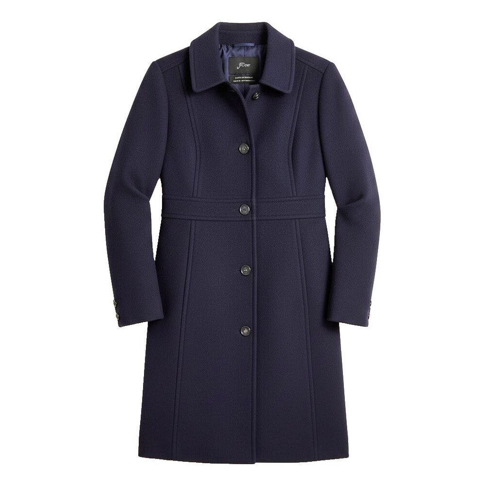 NWT J.Crew Classic Lady Day Coat in Navy Italian Doublecloth Wool Thinsulate 0